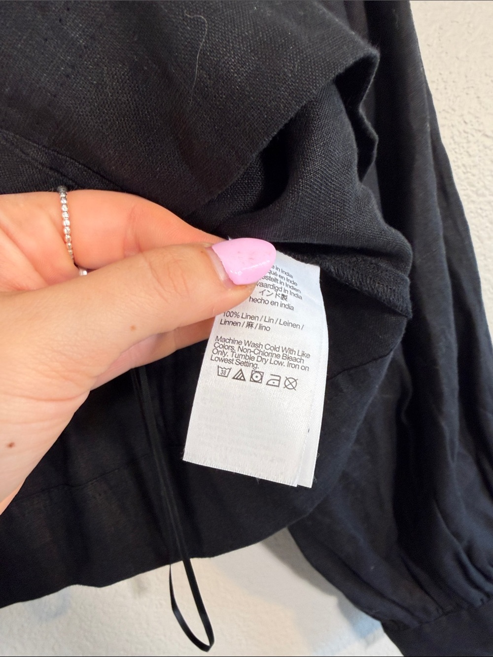 NWT J Crew Linen Black Square Neck Button Front Long Sleeve - S - Picture 4 of 5